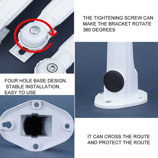 White aluminum mounting bracket base with four-hole design and tightening screw