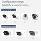 Set of three white camera mounting brackets shown with compatibility icons