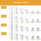 940-piece screw and gasket ring assortment, M2–M5 size breakdown on package insert