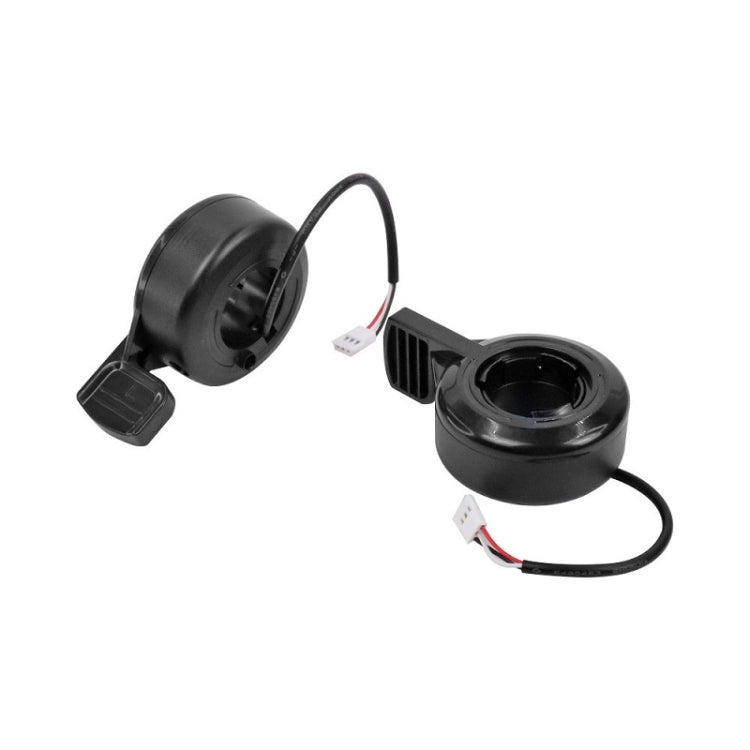 E-scooter thumb throttle governor set, two black units with wire harnesses