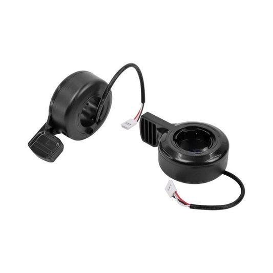 E-scooter thumb throttle governor set, two black units with wire harnesses