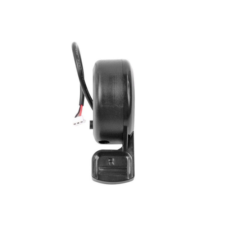 E-scooter thumb throttle governor, black side view with R foot switch