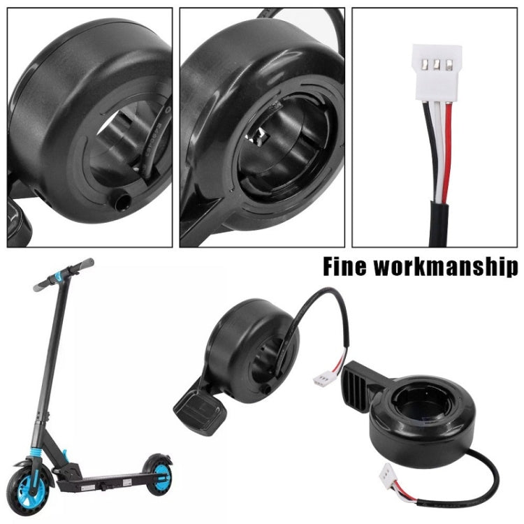 E-scooter thumb throttle governor set, black housings and plug connectors