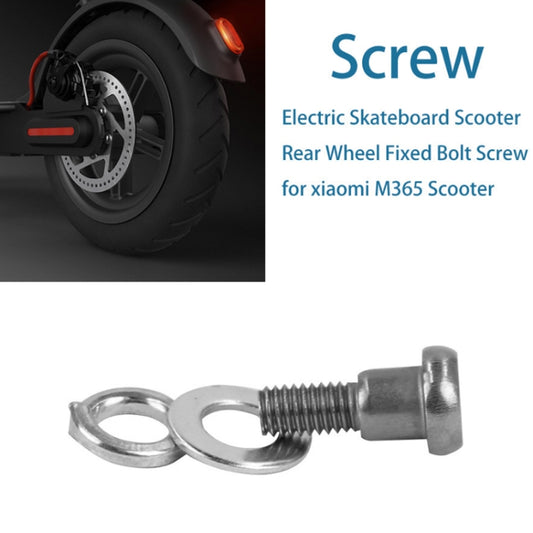 Rear wheel fixing screw with two washers and threaded bolt