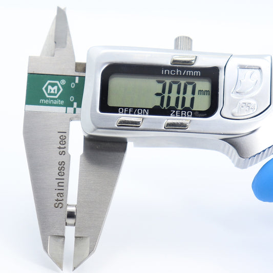 Miniature shielded ball bearing measured with stainless digital caliper