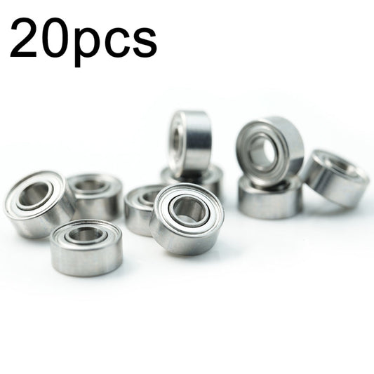 Set of 20 miniature shielded ball bearings, silver metal outer rings with inner race
