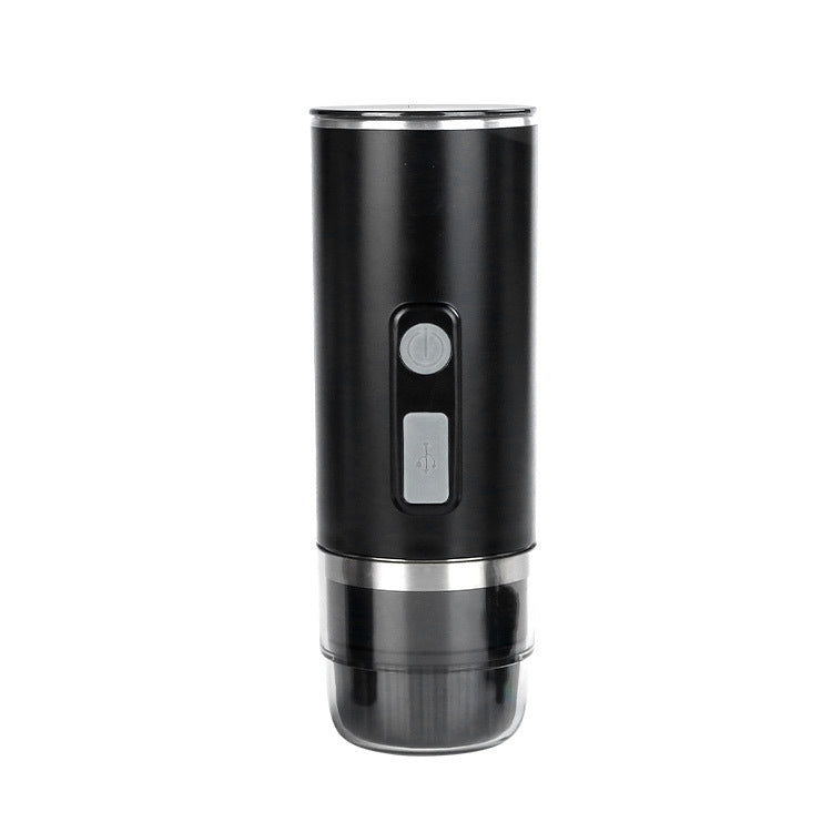 Portable espresso capsule coffee maker, black body with side power and mode buttons