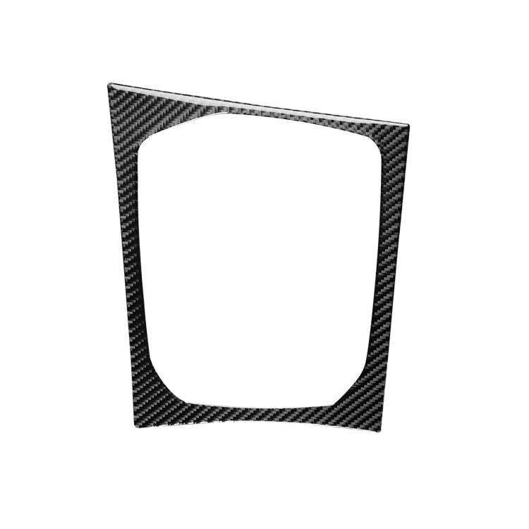 Black carbon-fiber style central control shift panel frame sticker, left-hand drive