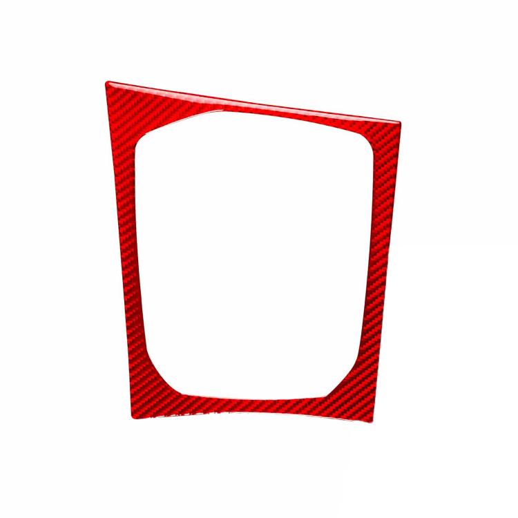 Red carbon-fiber style central control shift panel frame sticker, left-hand drive