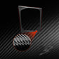 Carbon-fiber shift panel frame sticker with red edge trim and small weave detail