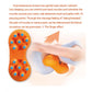 Orange acupressure massager with multiple raised pressure nodes on a curved pad
