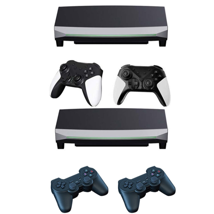 H6 gaming console bundle with four controllers in black and dark blue