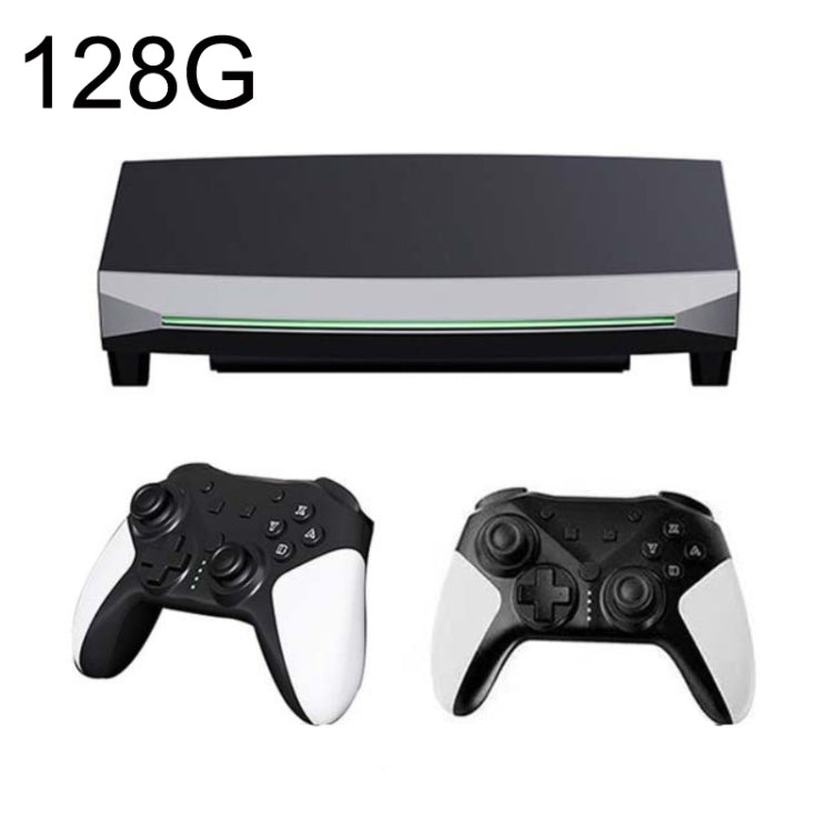 H6 128G gaming console with two black controllers, white hand grips