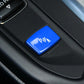 Blue push-button with parking aid icon for gear sensor control