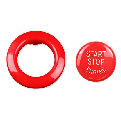 Red one-key start button cover decoration set with start/stop engine button