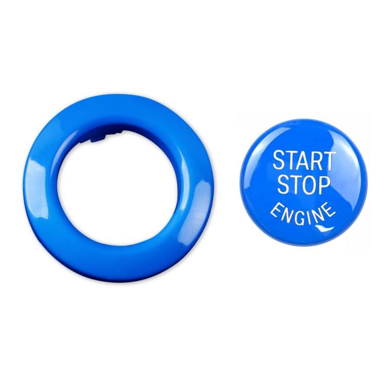Blue one-key start button cover decoration set with start/stop engine button