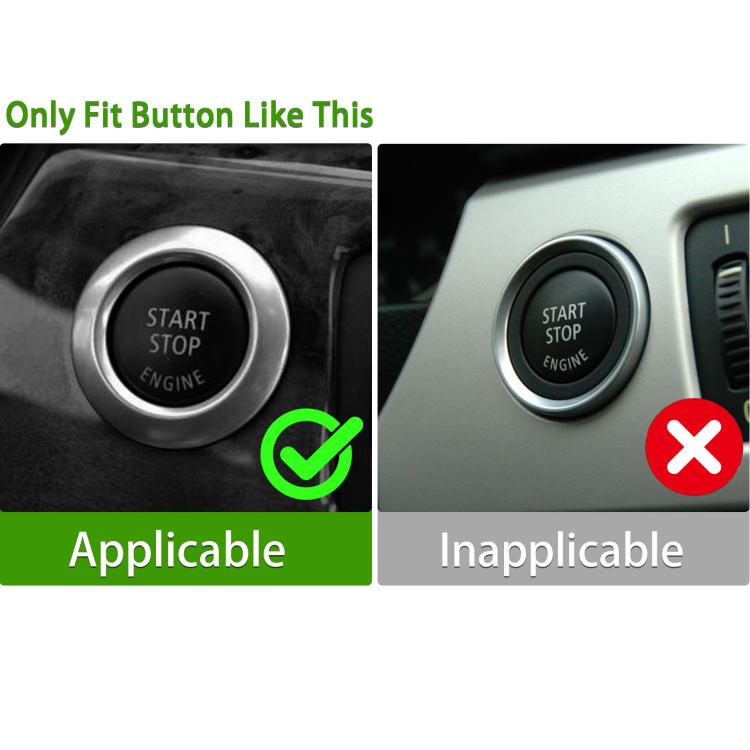 Red start/stop engine button cover installed on car dashboard