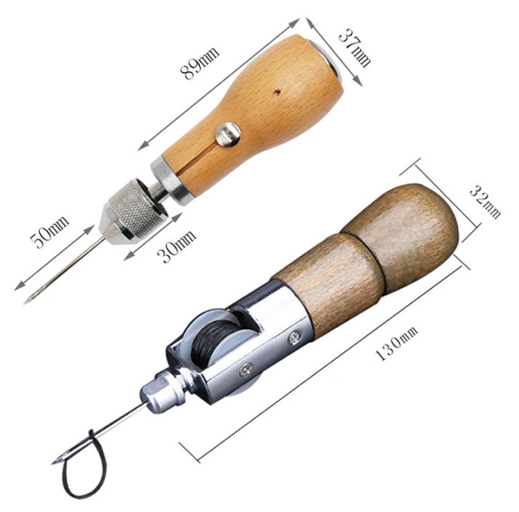 Leather hand sewing machine tool with adjustable needle driver and metal body
