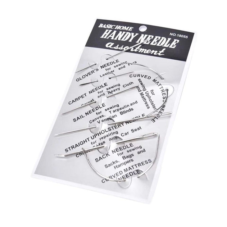Assorted hand needles for leather crafting on a sealed card