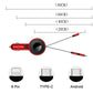 Red retractable car charger with retractable cables and USB connector types chart