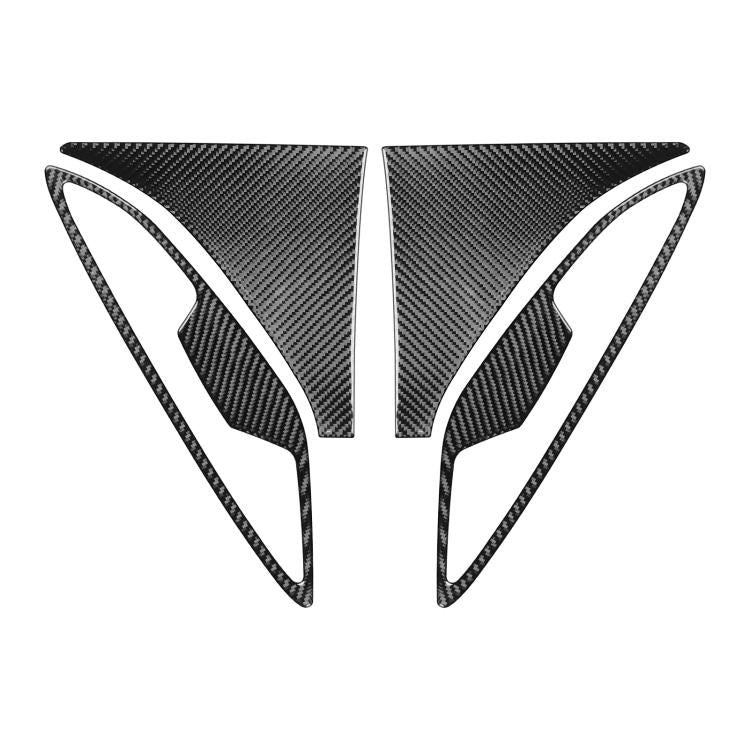 Pair of black carbon-fiber front fender trim stickers with white outline