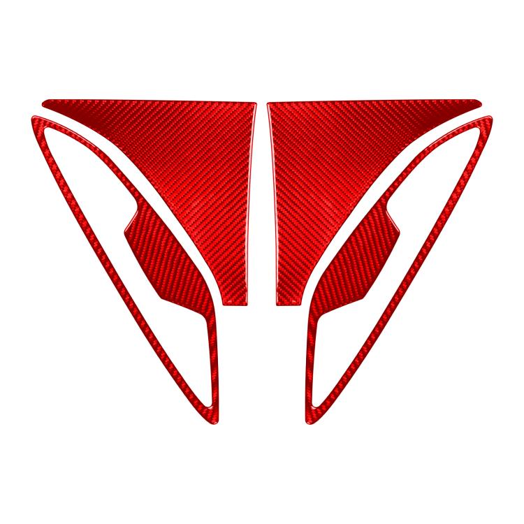 Pair of red carbon-fiber front fender trim stickers with white outline