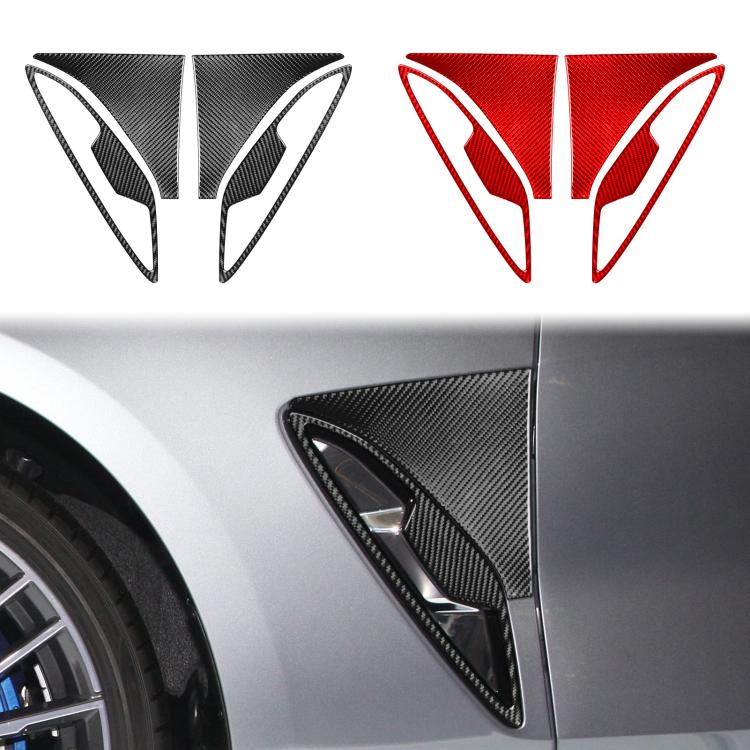 Black and red triangular carbon-fiber front fender trim stickers