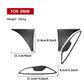 Front fender sticker size diagram with triangular pieces and measurements