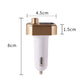 Car USB Bluetooth charger with white body and gold top; shown with size measurements.