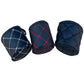 Set of car air vent hanging storage pouches with quilted pattern and contrast stitching