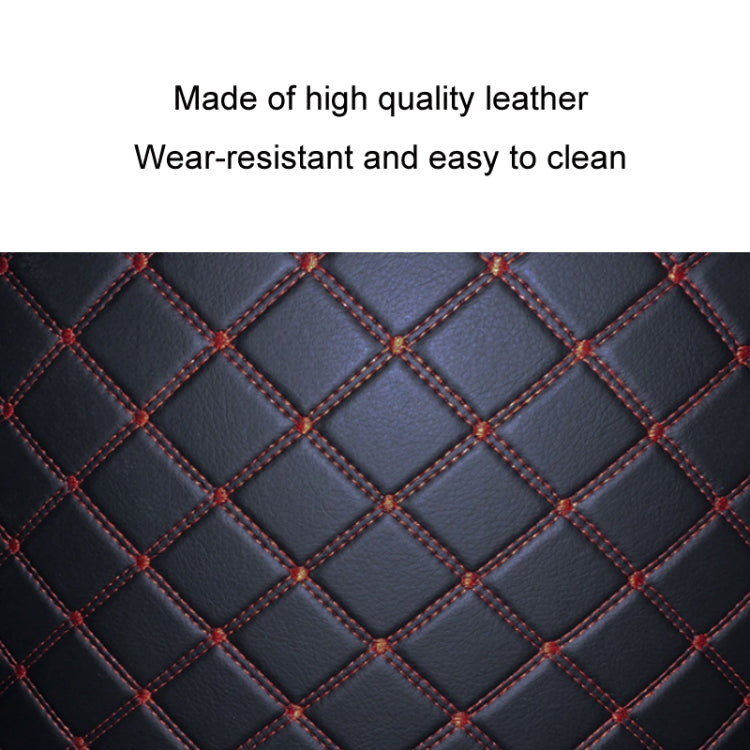 Quilted leather-look storage pouch with red diamond-stitched pattern
