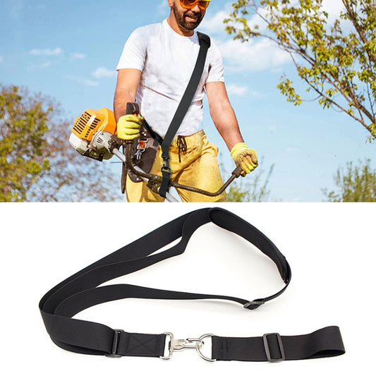 Black adjustable shoulder strap with padded back and metal connector