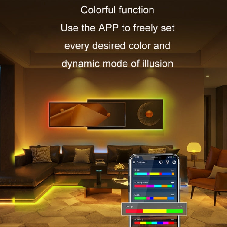 WiFi controller app on smartphone showing LED color settings and effects