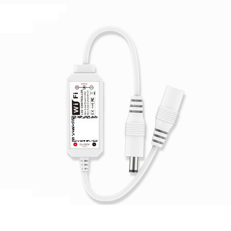 Low-voltage WiFi dimming controller module with inline lamp connector cable