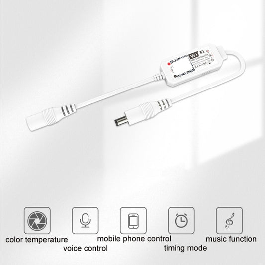 Inline WiFi controller with two lamp connectors and extended ribbed cable