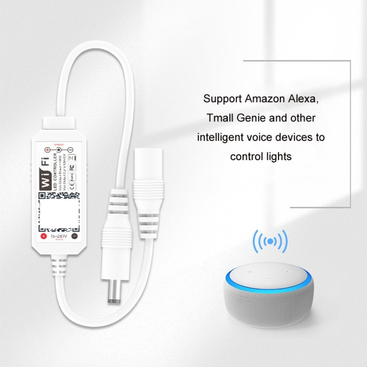 WiFi light controller with two connectors and cable, works with voice assistants