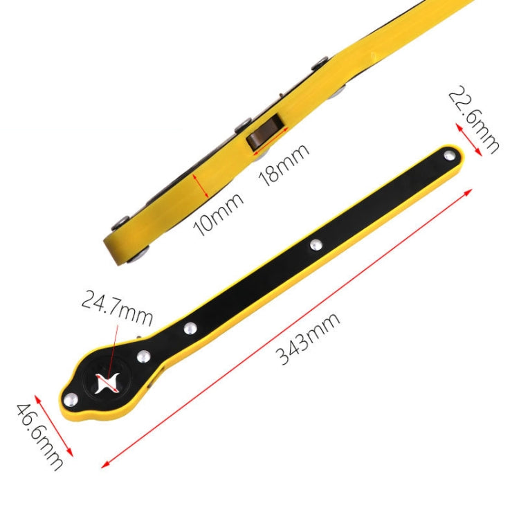 Car tire change lug wrench with yellow handle, black grip, and conversion head