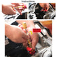 AC valve core disassembly tool used at engine bay, showing counterclockwise turn