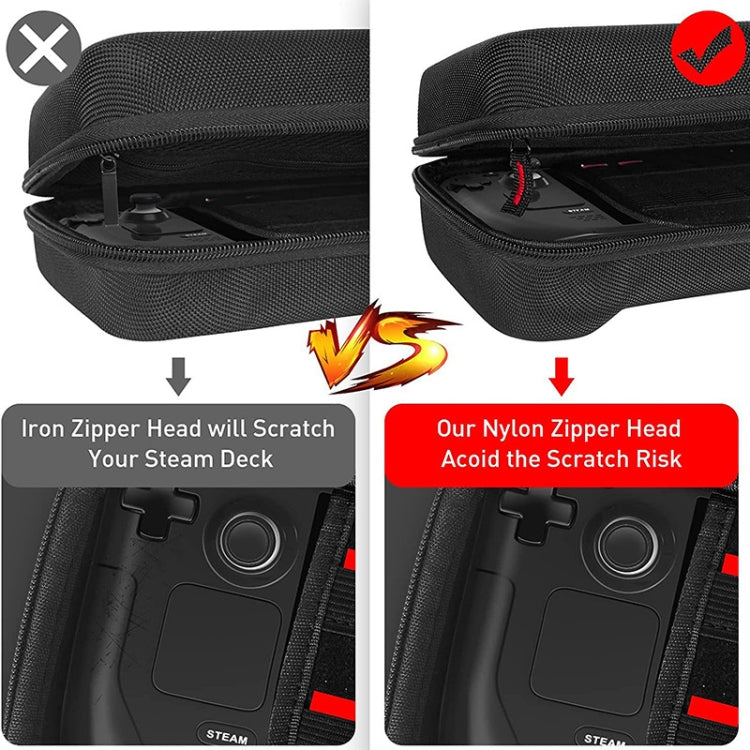 Black hard console case zip area, reinforced zipper head for protective closure.