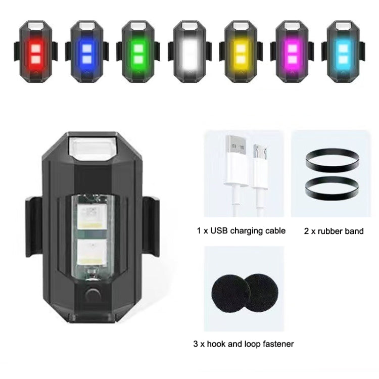 Flashing LED bicycle/motorcycle rear light with multiple color modes plus USB cable, bands