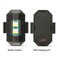 Black rear LED light showing switch buttons on front and USB charging port on back