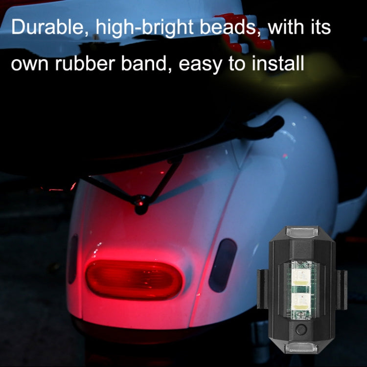 Red flashing rear LED light mounted on vehicle with black housing and clear window lens
