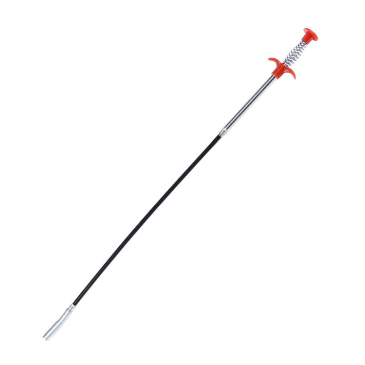 Bendable sewer dredge tool with red push handle and spring four-claw gripper