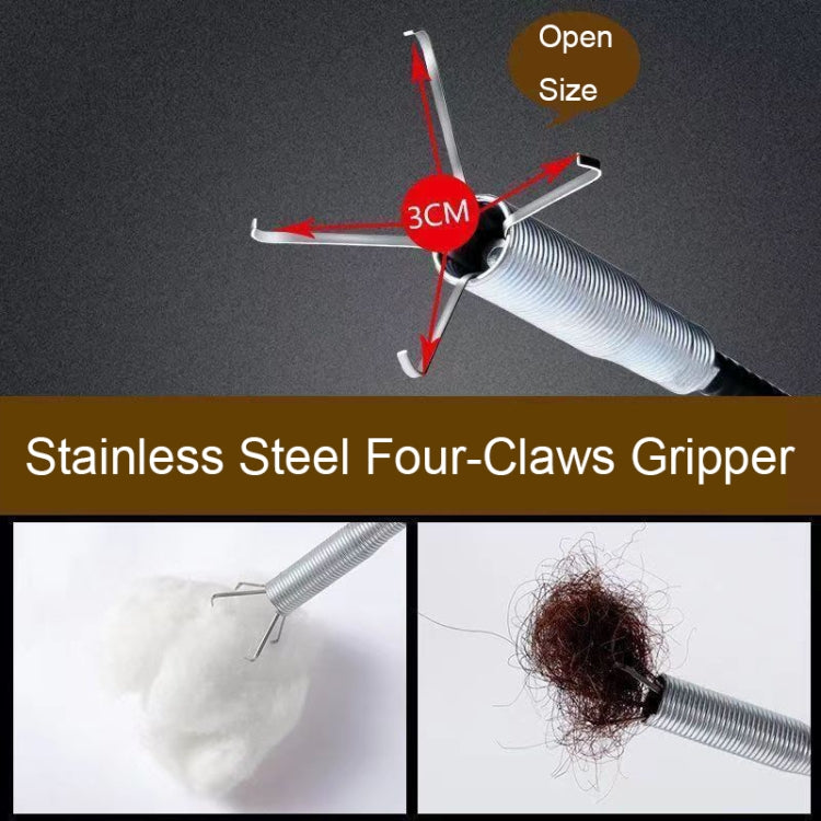 Stainless steel four-claw gripper sewer dredge with coil spring tip
