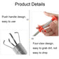 Red-handled sewer dredge tool with spring head and four-claw gripper detail