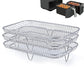 Stackable wire air fryer racks with two mesh trays and support feet