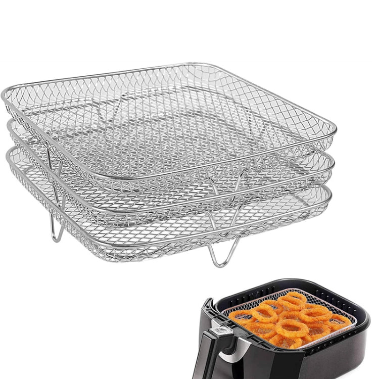Stackable wire air fryer steam rack, two square trays with metal support feet