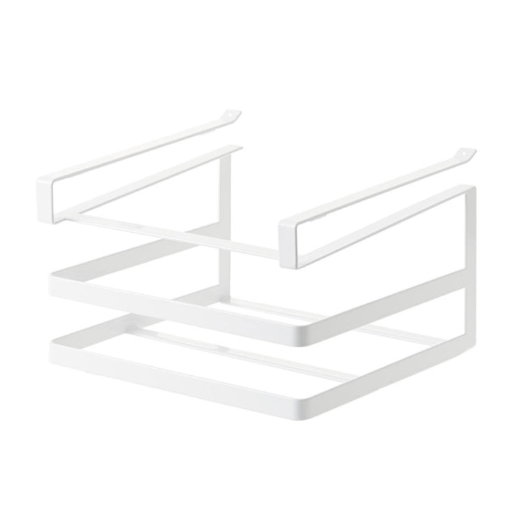 White double-layer wall-mounted cutting board rack with two horizontal support bars
