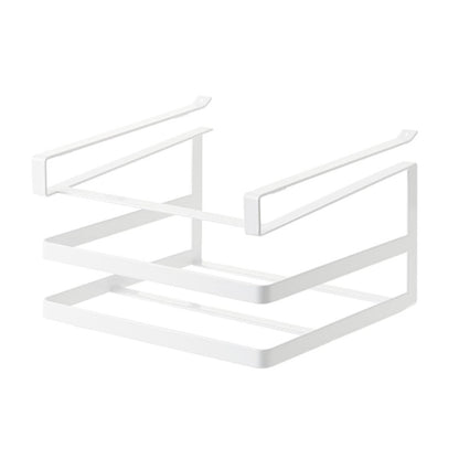 White double-layer wall-mounted cutting board rack with two horizontal support bars