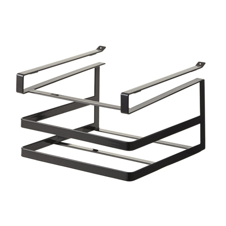 Black double-layer wall-mounted cutting board rack with two-tier open frame supports